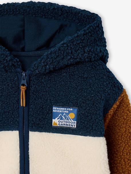 Zip-up hooded cardigan for boys fir green+medium blue 