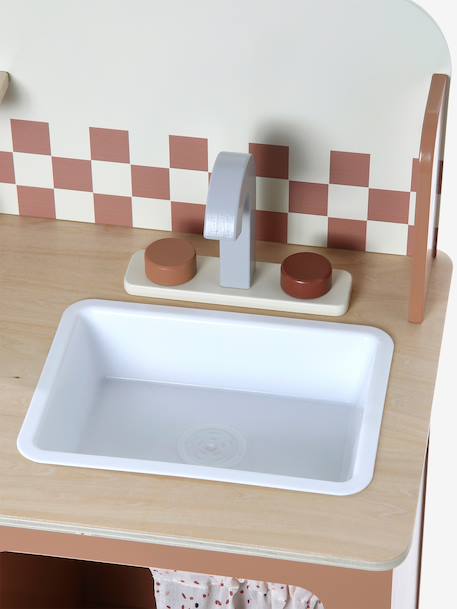 Wooden kitchen with FSC100® wooden accessories caramel+ecru+rose+sage green 