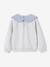 Girl's sweatshirt with English embroidery collar and flocked velvet message ecru+marl grey+mauve+pale pink+red 