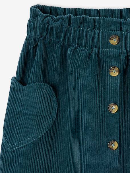 Corduroy Skirt with Heart Pockets for Girls anthracite+camel+mauve+peacock blue 
