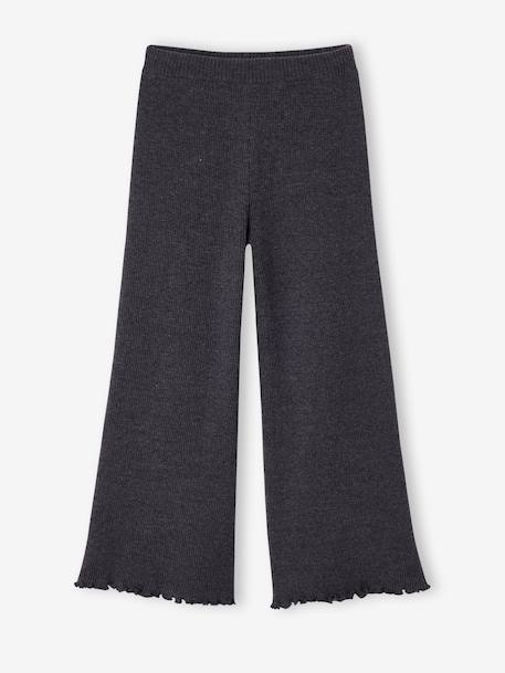 Wide-leg knitted leggings for girls marl grey+taupe 