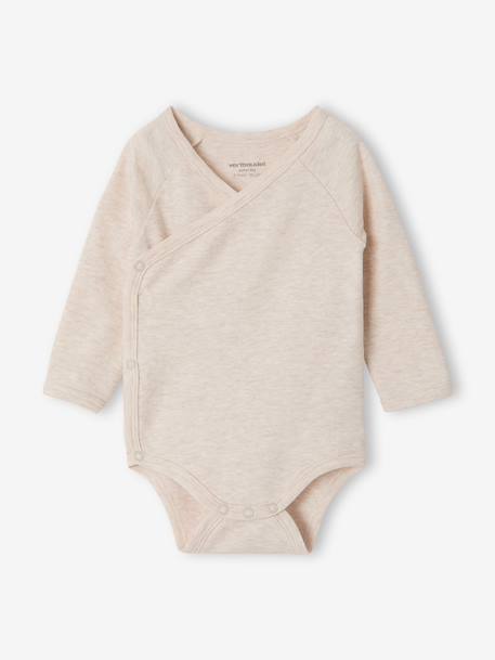 Pack of 5 long-sleeved bodysuits for newborn marl beige 