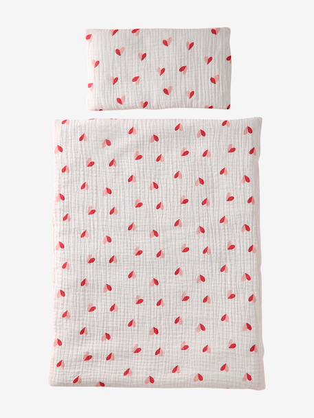 Blanket + Pillow for Dolls, in Cotton Gauze beige+caramel+printed pink+rose+White+yellow 