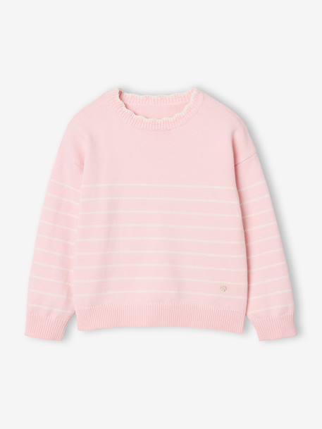Long-sleeved jumper for girls navy blue+raspberry pink+rose 