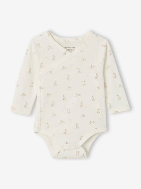 Pack of 2 long-sleeved newborn bodysuits ecru 