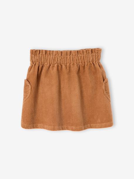 Corduroy Skirt with Heart Pockets for Girls anthracite+camel+mauve+peacock blue 