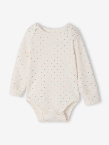 Pack of 5 long-sleeved bodysuits for baby ecru 