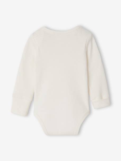 Pack of 5 long-sleeved bodysuits for baby ecru 