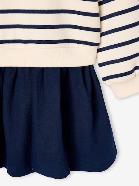 2-in-1-Effect Dress in Dual Fabric anthracite+navy blue 