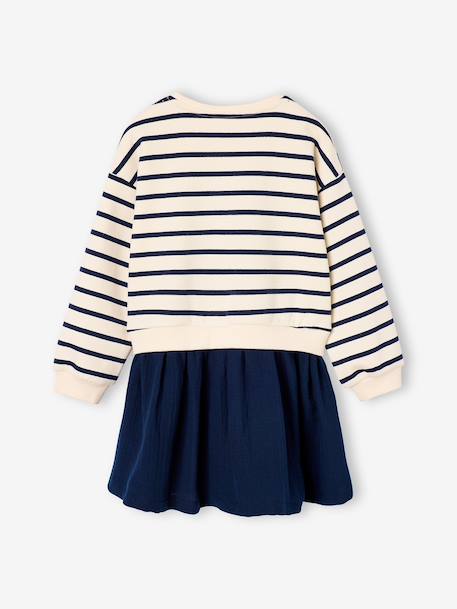 2-in-1-Effect Dress in Dual Fabric anthracite+navy blue 