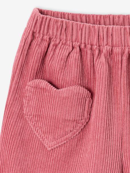 Corduroy Shorts with Heart Pockets, Easy To Slip On, for Girls khaki+navy blue+old rose+rose 