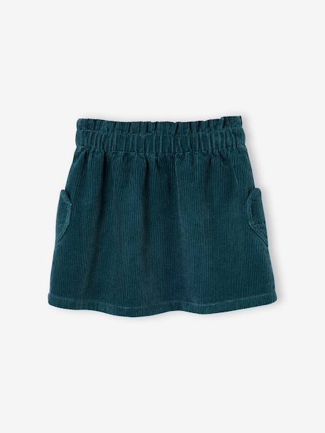 Corduroy Skirt with Heart Pockets for Girls anthracite+camel+mauve+peacock blue 