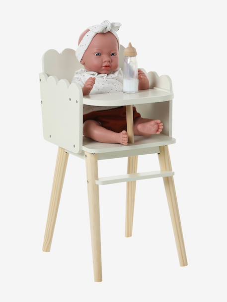 FSC® scalloped wooden doll's high chair white 