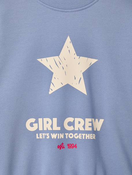 Crewneck sweatshirt with long sleeves for girls chambray blue+marl grey 