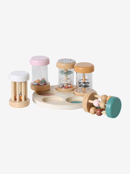 Set of 5 Musical Rattles in FSC® Wood rose+wood 