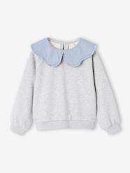 Girls-Girl's sweatshirt with English embroidery collar and flocked velvet message