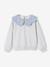 Girl's sweatshirt with English embroidery collar and flocked velvet message ecru+marl grey+mauve+pale pink+red 