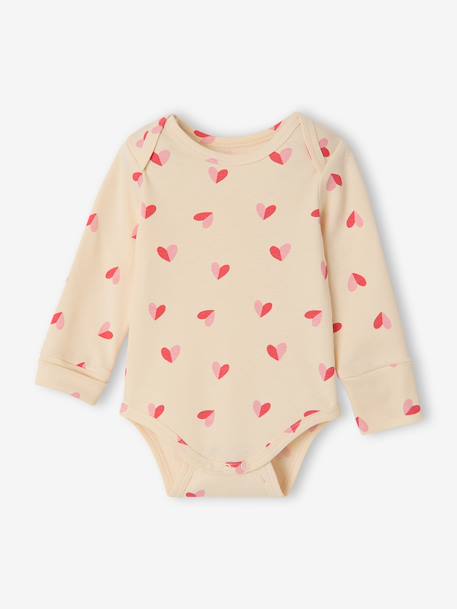 Pack of 5 long-sleeved bodysuits for baby ecru 