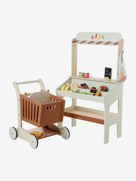 Wooden Shopping Trolley in FSC®100% wood caramel+NO COLOR 