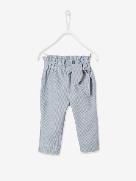 Striped Trousers with Elasticated Waistband for Baby Girls Blue Stripes 