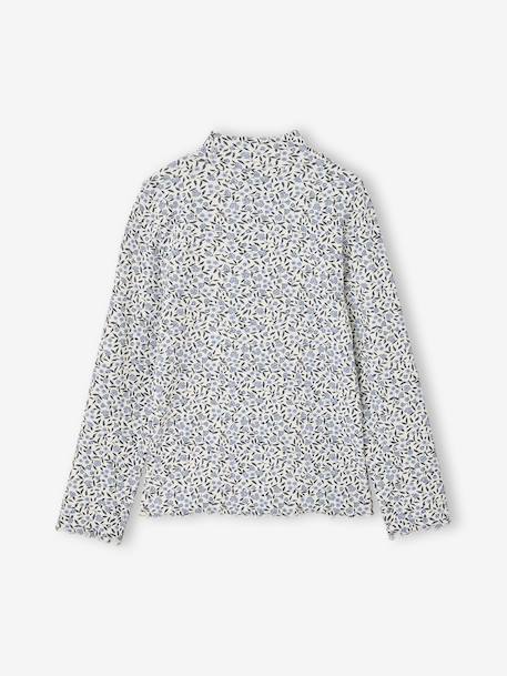 Long-sleeved roll-neck top for girls ecru+green 