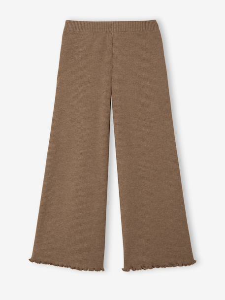 Wide-leg knitted leggings for girls marl grey+taupe 