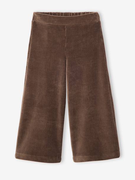 Wide Corduroy Trousers for Girls anthracite+BROWN MEDIUM SOLID+chocolate+ecru+grey blue+khaki+mauve+plum+rose 
