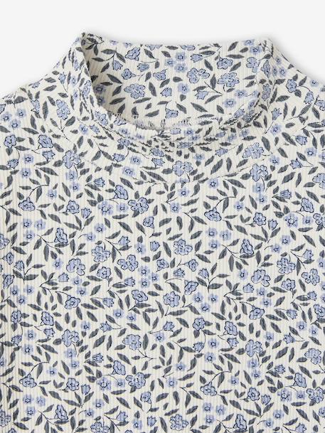Long-sleeved roll-neck top for girls ecru+green 