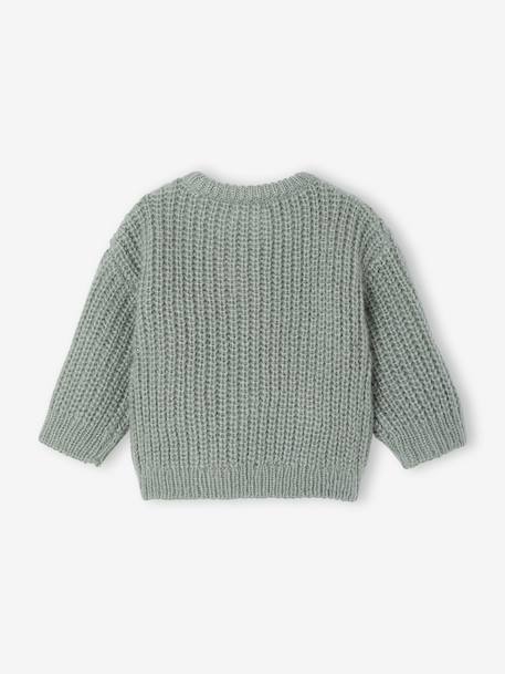 Chunky knit baby cardigan marl beige+sage green 