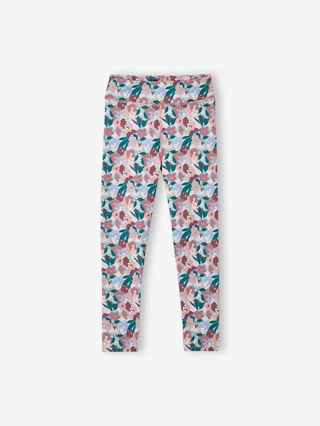 Girls' printed technical sportswear leggings anthracite+old rose 