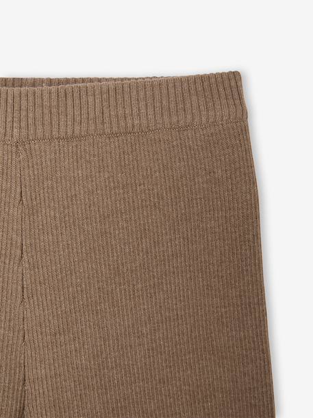 Wide-leg knitted leggings for girls marl grey+taupe 