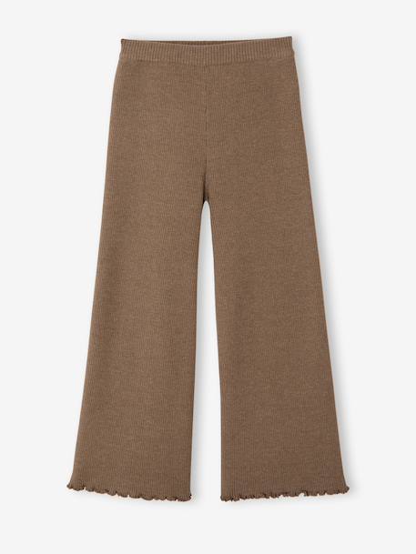 Wide-leg knitted leggings for girls marl grey+taupe 