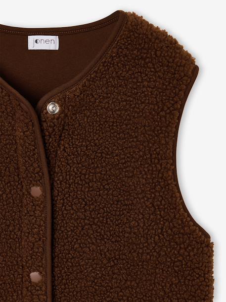 Sleeveless jacket black+chocolate+sandy beige 