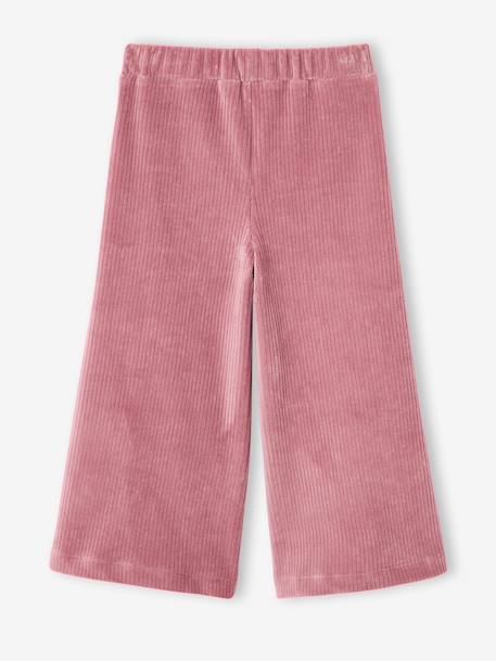 Wide Corduroy Trousers for Girls anthracite+BROWN MEDIUM SOLID+chocolate+ecru+grey blue+khaki+mauve+plum+rose 