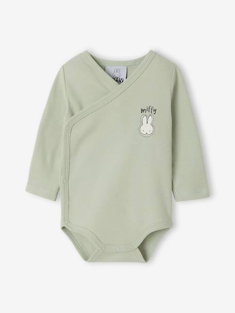 Pack of 2 Miffy long-sleeved newborn bodysuits aqua green 
