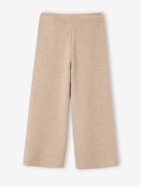 Wide-leg knitted trousers for girls anthracite+beige 