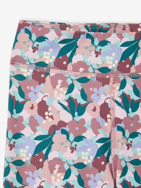 Girls' printed technical sportswear leggings anthracite+old rose 