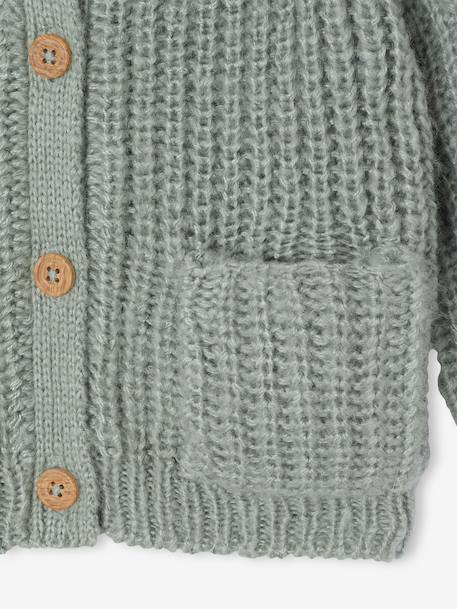 Chunky knit baby cardigan marl beige+sage green 