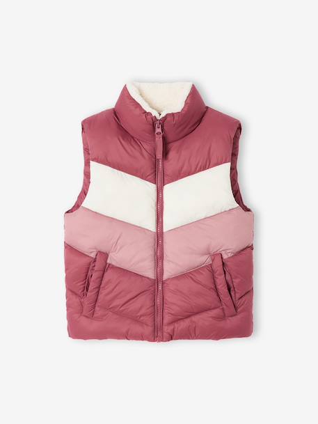 Lightweight sleeveless puffer jacket for girls plum 