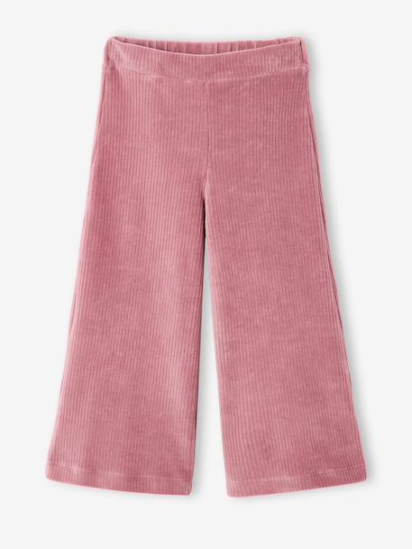 Wide Corduroy Trousers for Girls anthracite+BROWN MEDIUM SOLID+chocolate+ecru+grey blue+khaki+mauve+plum+rose 