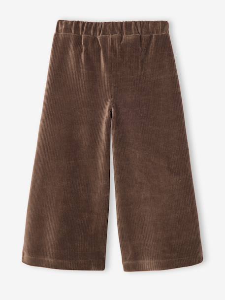 Wide Corduroy Trousers for Girls anthracite+BROWN MEDIUM SOLID+chocolate+ecru+grey blue+khaki+mauve+plum+rose 