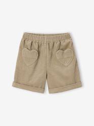 -Corduroy Shorts with Heart Pockets, Easy To Slip On, for Girls