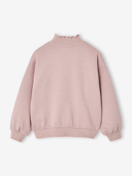 Sweatshirt for girls with high neck pale pink 