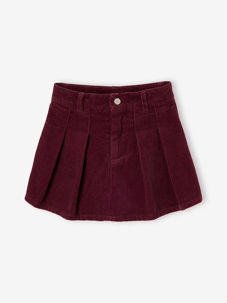 Pleated skort for girls beige+bordeaux red+English green 