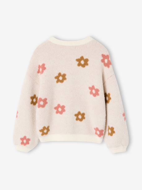 Knitted Cardigan with Animal Pattern, for Girls brown+chocolate+ecru+green 