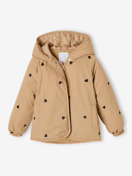 Girl's embroidered lightweight jacket grey green+hazel 