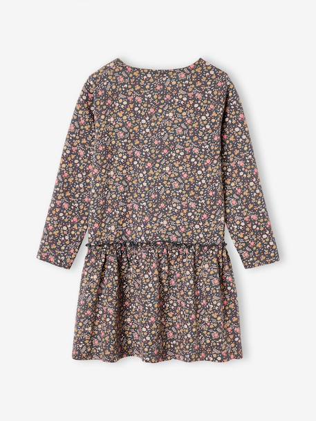 Long Sleeve Printed Dress for Girls anthracite+rose+sand beige 
