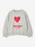 Crewneck sweatshirt with long sleeves for girls chambray blue+marl grey 