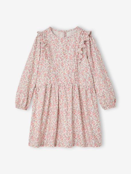 Short long-sleeved dress for girls vanilla 