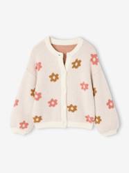 -Knitted Cardigan with Animal Pattern, for Girls